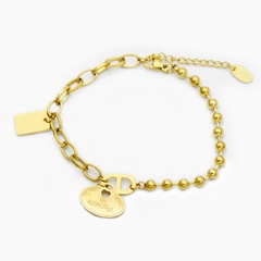 new 14K real gold titanium steel bracelet women's lettering tag bracelet jewelry wholesale