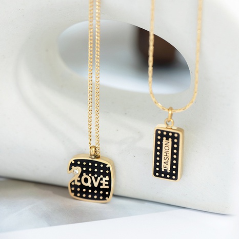 Fashion Pendant Necklace Drop Oil Pendant Titanium Steel Letter Necklace Wholesale's discount tags