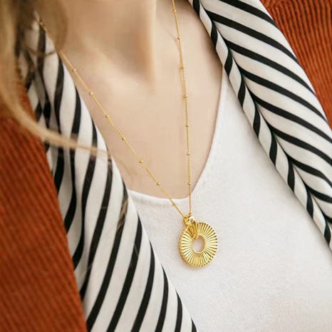 fashion Pendant Necklace Retro Textured Clavicle Chain Wholesale NHWC579330's discount tags