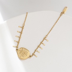retro bracelet radial sun flower accessories titanium steel handmade chain 14K gold jewelry