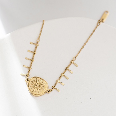 bracelet rétro radial soleil fleur accessoires titane acier chaîne à la main bijoux en or 14K's discount tags