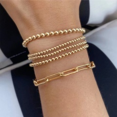 Bracelet en perles d'acier inoxydable Bracelet en cuir élastique Bracelet pour femmes empilés