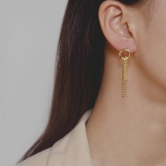 circle asymmetrical personality fashion tassel copper earrings