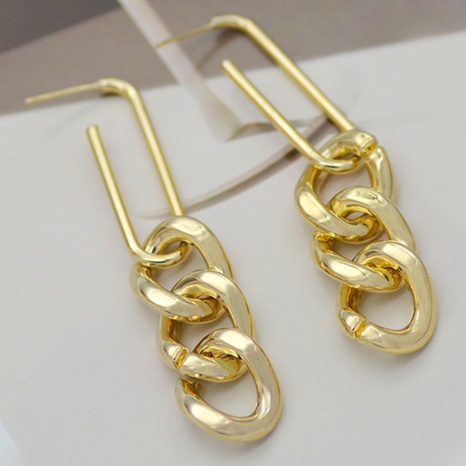 retro chain creative long chain geometric chain copper earrings's discount tags