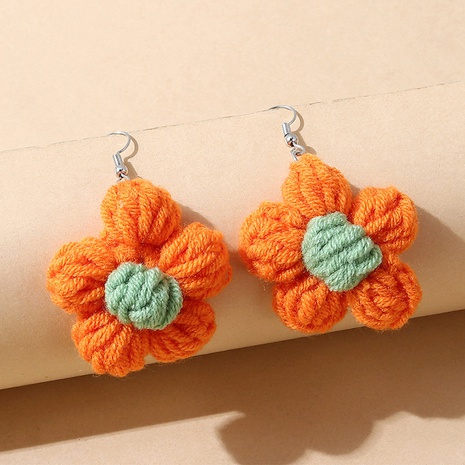 Korean style small fresh all-match knitted wool flower earrings NHPS587049's discount tags