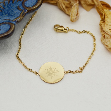 Bracelet pour œil à motif radial avec disque en or 14 carats en acier au titane en gros's discount tags
