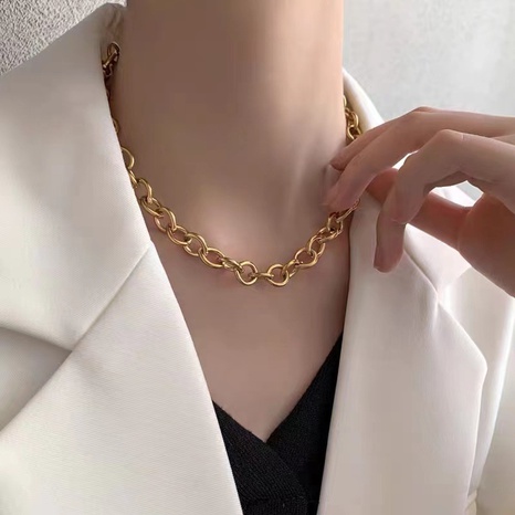 metal clavicle necklace female chain stainless steel necklace NHWC579527's discount tags