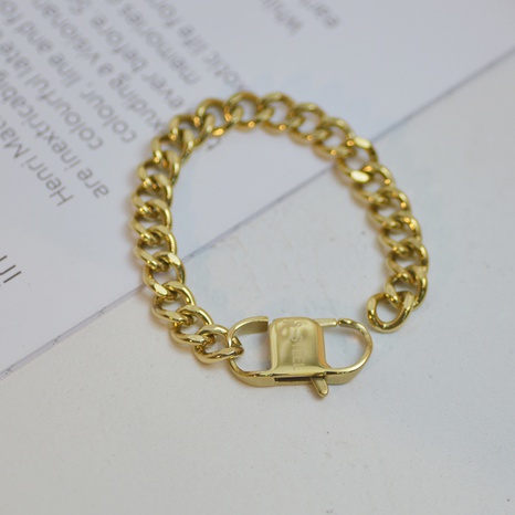Bracelet à chaîne torsadée en or 14K, mode simple, bracelet de verrouillage en acier au titane, femme's discount tags