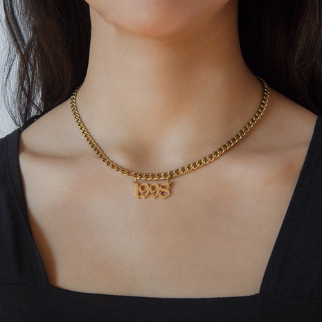Vintage Simple Fashion Cuban Clavicle Chain Titanium Steel Necklace's discount tags