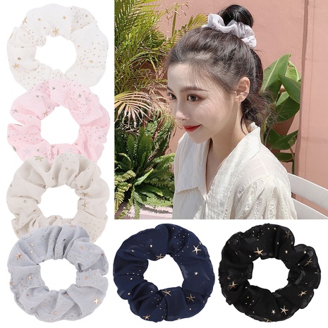 fashion solid color star chiffon sweet candy color cloth hair ring's discount tags
