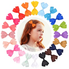 fashion children's hair accessories ribbed bow hairpin 20-color solid color side clip
