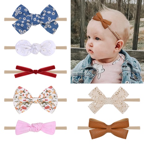 Mode Kinder Haarschmuck Baby Stirnband Blumen Stoff Nylon Stirnband's discount tags