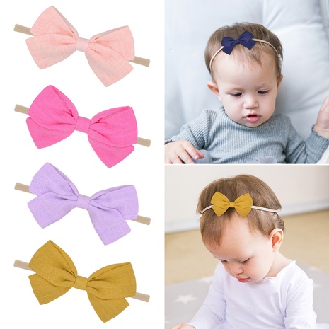 fashion slub cotton bow headband nylon baby headband children's hair accessories's discount tags