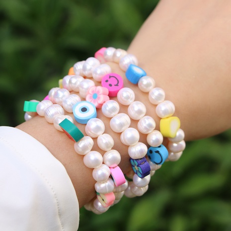 Colorful Fruit Smiley Stars Eyes Soft Pottery Baroque Freshwater Pearl Bracelet's discount tags