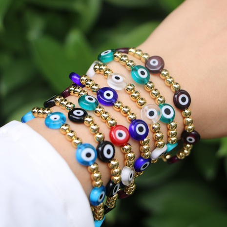 European and American Glass Beads Demon Eyes Beaded Bracelet Women Jewelry's discount tags