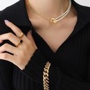 light luxury freshwater pearl stitching necklace titanium steel 18k real gold necklacepicture7