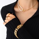 light luxury freshwater pearl stitching necklace titanium steel 18k real gold necklacepicture8