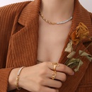 light luxury zircon splicing necklace bracelet set titanium steel 18K real gold plated jewelrypicture8