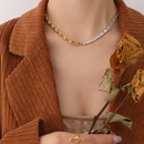 light luxury zircon splicing necklace bracelet set titanium steel 18K real gold plated jewelrypicture9