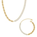 light luxury zircon splicing necklace bracelet set titanium steel 18K real gold plated jewelrypicture10