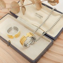 hiphop style ring necklace set titanium steel plated 18K real gold light luxury jewelrypicture6
