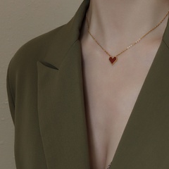 French peach heart titanium steel 18k gold love necklace niche necklace wholesale
