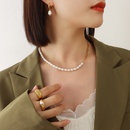 French style fashion freshwater pearl stitching titanium steel plated 18K real gold necklace femalepicture9