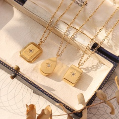 Korean autumn and winter new Hao stone geometric pendant titanium steel 18k gold plated necklace
