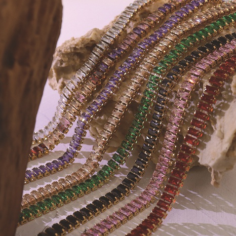 Einfarbig Retro-farbige Diamant-Zirkon-Intarsien-Halskette Armband Titan-Stahl-Schmuck's discount tags