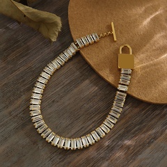 serrure simple boucle OT bracelet incrusté de zircon acier au titane bijoux plaqués or véritable 18 carats