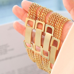 European and American multi-layer thick chain geometric buckle titanium steel bracelet jewelry