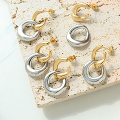 simple double detachable titanium steel earrings