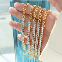 European and American zircon splicing chain bracelet titanium steel plated 18k real gold jewelry