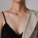 Niche design trendy pearl necklace bracelet vertical square chain pull titanium steel jewelrypicture7