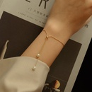 Niche design trendy pearl necklace bracelet vertical square chain pull titanium steel jewelrypicture9