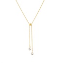 Niche design trendy pearl necklace bracelet vertical square chain pull titanium steel jewelrypicture11