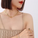 fashion OT buckle zircon stitching 18K real gold plated titanium steel clavicle chainpicture10