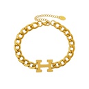 European and American thick chain letter H bracelet titanium steel 18k gold bracelet wholesalepicture11