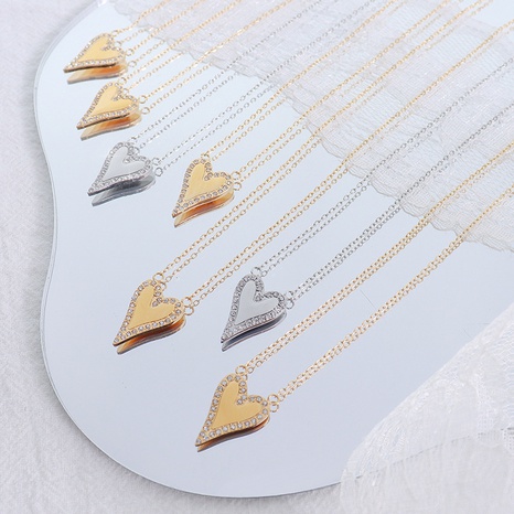 Korean heart-shape zircon titanium steel necklace wholesale's discount tags