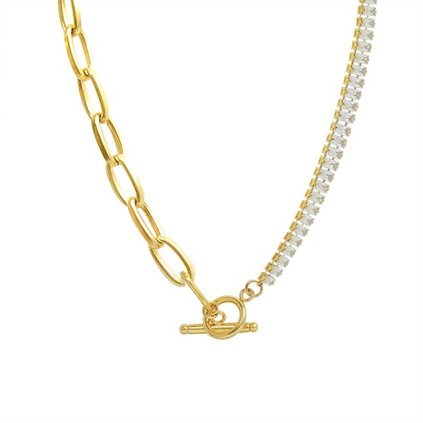 European and American inlaid zircon OT buckle design bracelet necklace titanium steel jewelry's discount tags