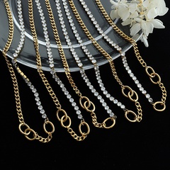 European and American fashion zircon stitching titanium steel necklace wholesale