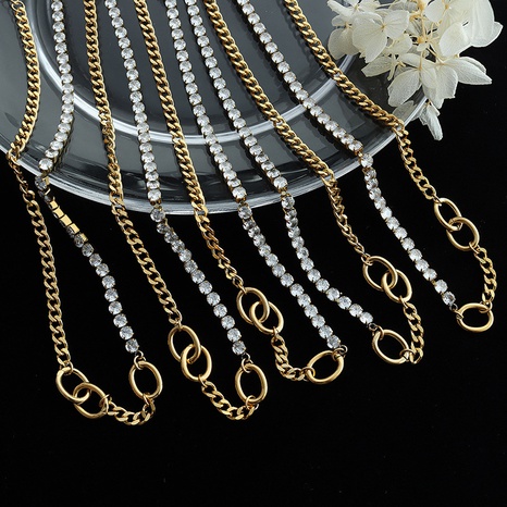 European and American fashion zircon stitching titanium steel necklace wholesale's discount tags