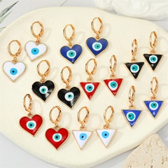 retro ethnic style color dripping oil triangle heart eye earrings