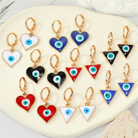 retro ethnic style color dripping oil triangle heart eye earrings NHGO579913's discount tags