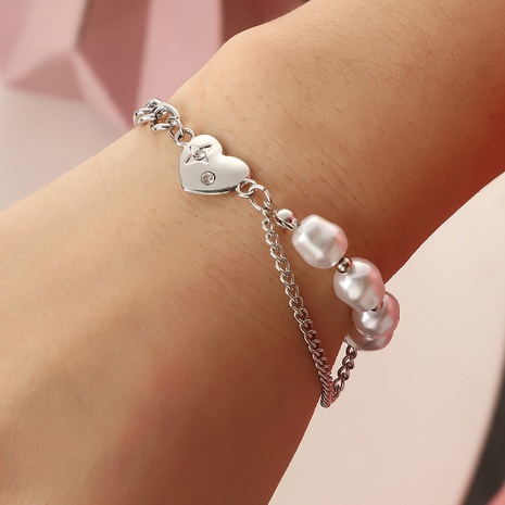 bracelet en acier au titane coeur hip-hop collier bracelet pendentif simple femme's discount tags
