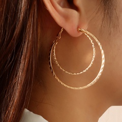 simple Fashion Double Big Circle Exaggerated Geometric Earrings