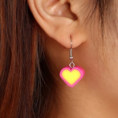 heart two-color female soft pottery love candy pendant drop earring