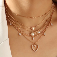 European and American multi-female baroque pearl tassel alloy necklace