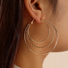 fashion multicolor three circle earrings metal circle gold-plated earrings