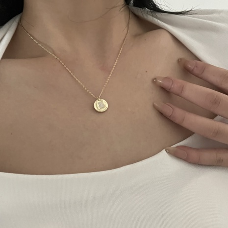 golden coin bear simple niche fashion personality temperamet necklace NHYQ579941's discount tags